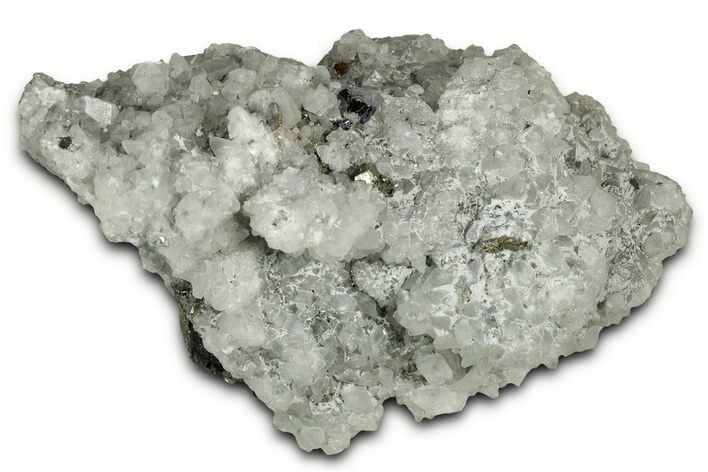 Calcite Crystal Cluster with Pyrite on Lustrous Galena - Mexico #330567
